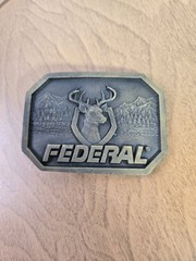 FEDERAL Deer Buck Mount Bronze Belt Buckle by Indiana Metal Craft Vintage