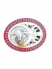 Western Buckle Gold Silver Black Red Longhorn Cowboy Oval 2 » Rodeo Buckle