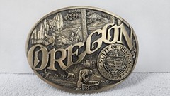 Award Design Medals Belt Buckle Mens Oregon State Seal Solid Brass USA