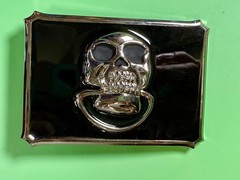 Door knocker Skull Head with Clear Rhinestone Teeth Gothic Punk Lg Belt Buckle