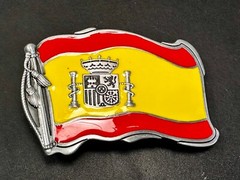 Spain Spanish Madrid Barcelona Flags Enameled Figural Patriotic Belt Buckles