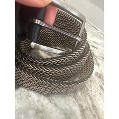 Mens Tommy Bahama braided reversible belt black gray brushed nickel buckle L/XL