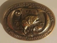 Vintage 1987 Bass Anglers Sportsman Society Twentieth Anniversary Belt Buckle