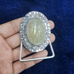 Golden Rutilated Quartz Belt Buckle Silver Plated Handmade Western Cowboy buckle