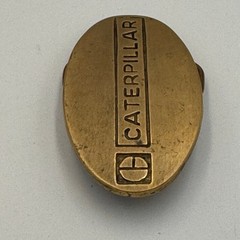 Vintage Caterpillar Belt Buckle Solid Brass Oval Logo 4080 Taiwan ROC Gold Tone