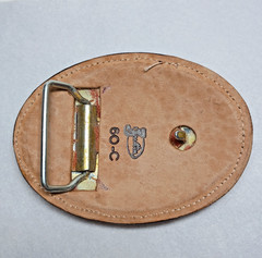 Vintage Justin Leather Belt Buckle Oval Western Cowboy Style 60-C Brown