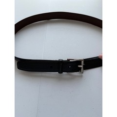 Cole Haan Mens Black Pebble Leather Belt Silver Nickel Buckle Size 40/100