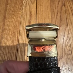 L.F.B. Black Lizard Skin Belt Self Locking Buckle Vintage 42”