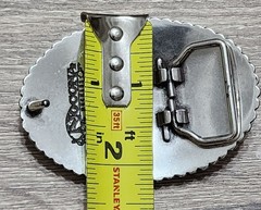 Vintage Nocona Western Belt Buckle Bull Rider Rodeo Silver Tone Floral Engraved