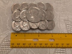 Vntg Handmade Coin Belt Buckle 1974 Kennedy Half Dollar & 1981 Jefferson Nickels