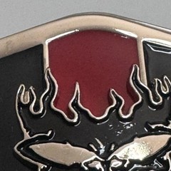 Skull Flames Shield Belt Buckle Silver Tone Red Black Metal