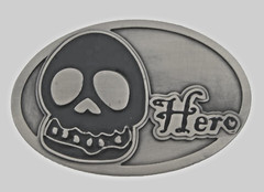 Skull Belt Buckles Gray Metal Vintage Antiqued Halloween Party Costume Skeleton