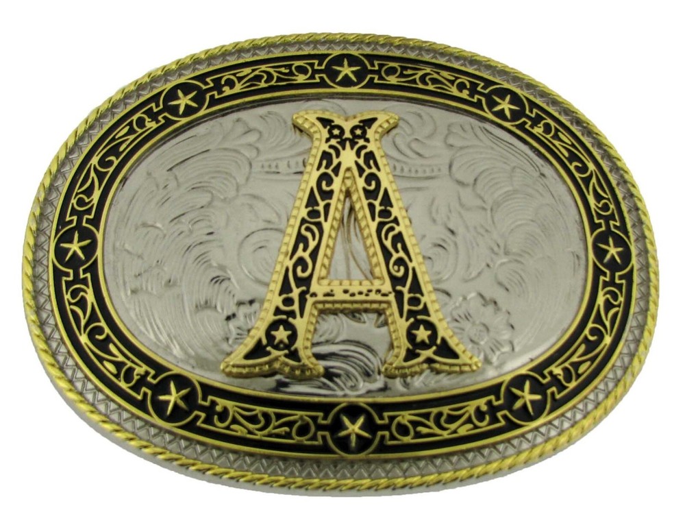 Initial A Letter a Belt Buckle Vintage Metal Style Cowboy Cowgirl Rodeo Western