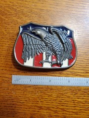 VTG Eagle USA Flag Banner Enamel Red White Blue Belt Buckle America Patriotic