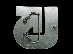 UC07129 DIECUT **UNKNOWN LOGO** SILVERTONE METAL BELT BUCKLE