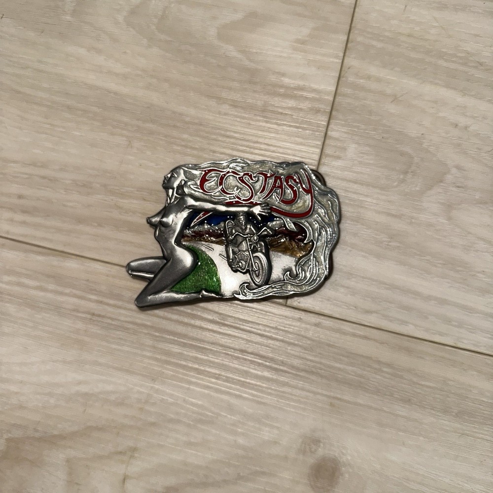 Vintage Belt Buckle Ecstasy Biker Style 90s Dragon Designs England Motorcycle