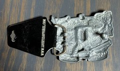 NOS Y2K Lucky 13 Apparel Metal Belt Buckle Face To Face Tattoo Bottle Opener