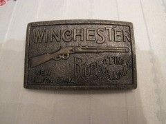 Winchester Repeating Arms New Haven Conn Gun Manufacture Brass Belt Buckle