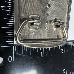 Vintage Western Style Oval Stone Belt Buckle Silver Tone Woven Pattern