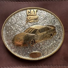 Caterpillar CAT Equipment Gold Silver Plate Belt Buckle NASCAR 96 David Green