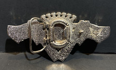 187 Inc Belt Buckle Guns Crest Emblem Black Enamel Silver Tone w/ Bottle Opener