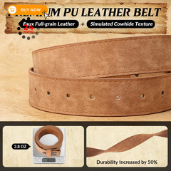 SANSTHS Cowboy Belts for Men Women – 30&Prime;-34&Prime; Waist Adjustable, Pu Brown/Poker
