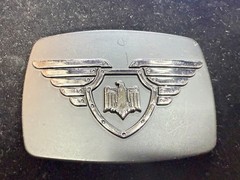 Winged Eagle Shield Black Color Vintage Chrome Brand Belt Buckle