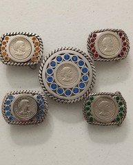 5 Vintage Stainless Steel Rhinestone Buckles Susan B Anthony Dollar 1979p