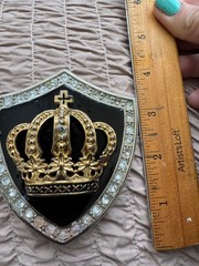 BeltBuckle Crown Shield Royal Cross Gold Black Silver Rhinestone Italia FreeShip