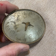 Vintage Comstock Silversmiths Silver Engraved with pheasant Western Belt Buckle