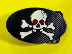 Creepy Red Eyes Skull Crossbones Halloween Gothic Punk Vibe Enameled Belt Buckle