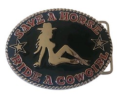 « Save A Horse Ride a Cowboy » Belt Buckle, 3.5&Prime;x2.5&Prime;, with Bottle Opener
