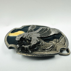 Vtg Eagle Belt Buckle Open Wing Landing Enameled, 1986 Siskiyou, Bergamot Cast