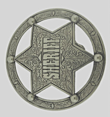 Sheriff Badges Belt Buckles Mens Western Peace Police Officer Brushed Gray Metal