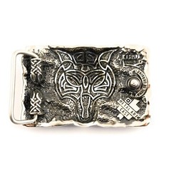 German silver belt buckle « Fenrir Wolf », Animal belt buckle; Werewolf buckle