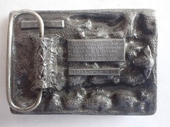ALASKA MOOSE, EAGLE, IDITAROD DOG SLED TEAM, BUSH PLANE BELT BUCKLE