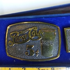 Pepsi Cola Soda Pop 1986 Sales Rally Belt Buckle Lot Of 2 Brass NIB Advertising