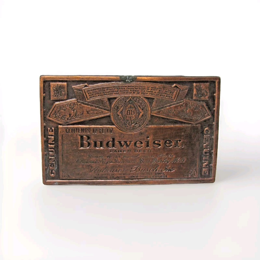 Vintage Budweiser Belt Buckle- Copper Tone Anheuser Bush Trendy Hipster -A15