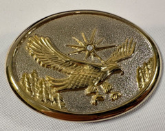 Vintage Soaring Eagle Belt Buckle Goldtone Jeweled Western Rodeo Style