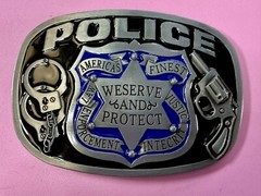 AMERICAS FINEST POLICE We Serve Protect Law Enforcement Commemorate Belt Buckle
