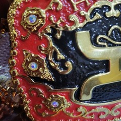 Western Cowbo belt buckle 3.5 X 4 inches gold red for 2&Prime; belt zinc alloy bling