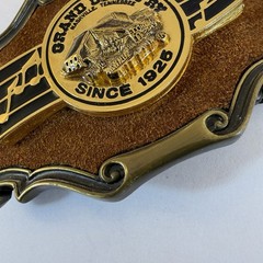 RainTree Grand Ole Opry Metal Brushed Suede Western Belt Buckle 3.75 Inch 1970’s