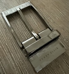 Perry Ellis Reversible Dark Silver Tone Simple Basic Belt Buckle fast shipping!!