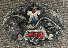 ANHEUSER-BUSCH logo Belt Buckle Vintage Metal Enamel