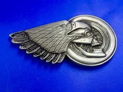 Eagle Head Wing Skull Motorcycle Wheel Rim Biker Punk Vibe Belt Buckle