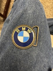 BMW Round Logo Metal Brass Belt Buckle Blue White for Men Automotive 1.5&Prime;