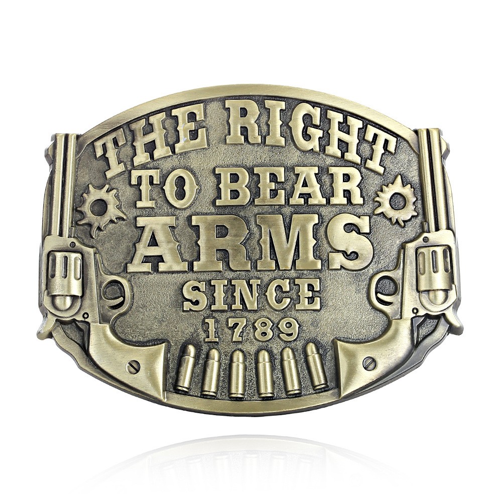 Vintage Western Cowboy Belt Buckle 2nd Amendment Patriotic Smooth Plate Buckles