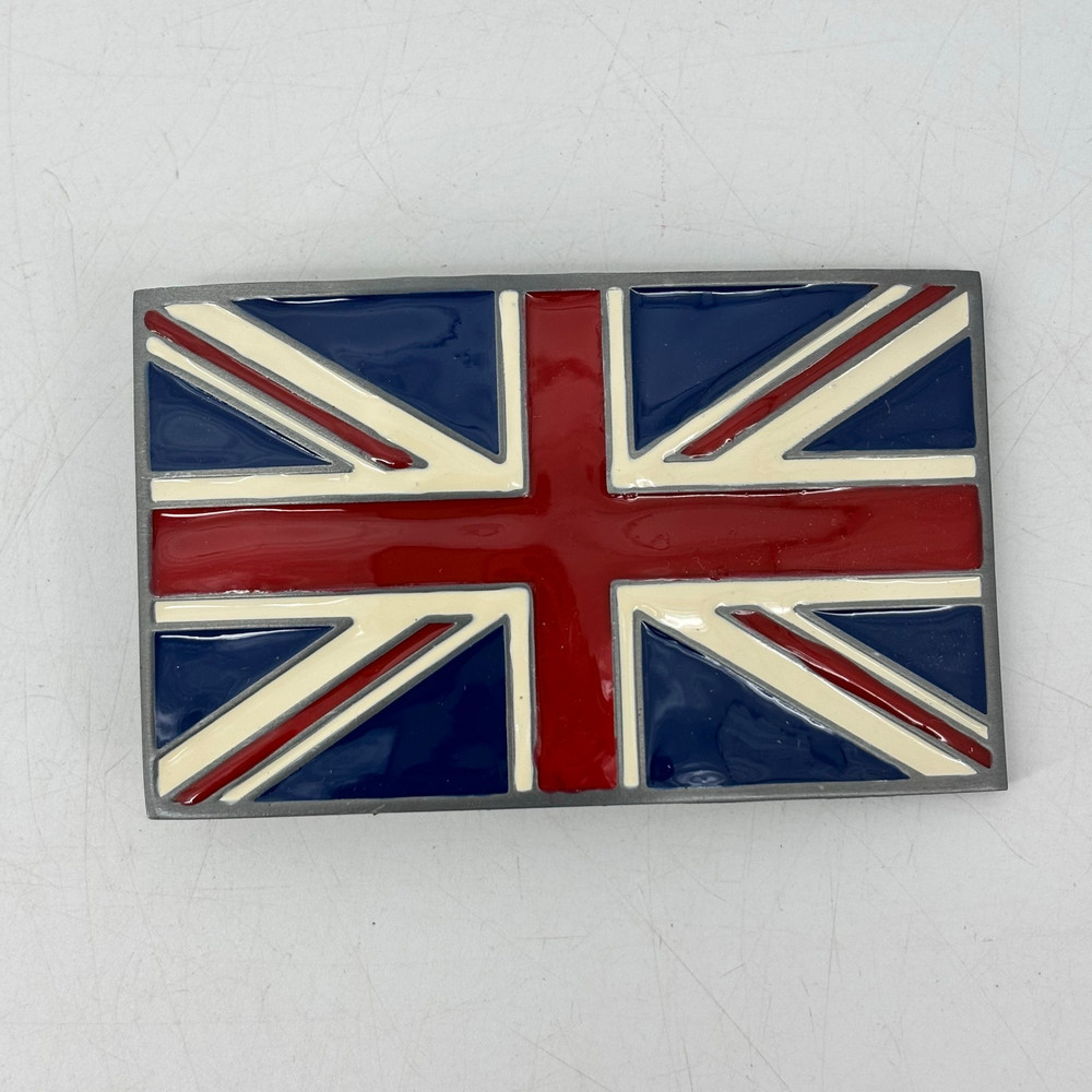 British Men&rsquo;s Belt Buckle Great American Products Flag Red White Blue