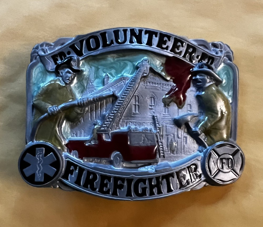 VOLUNTEER FIREFIGHTER BELT BUCKLE NEW APPROXIMATELY 3&Prime; X 2 3/8&Prime;