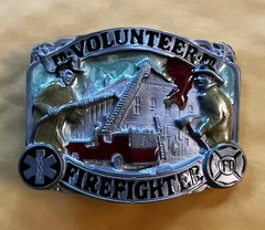 VOLUNTEER FIREFIGHTER BELT BUCKLE NEW APPROXIMATELY 3&Prime; X 2 3/8&Prime;